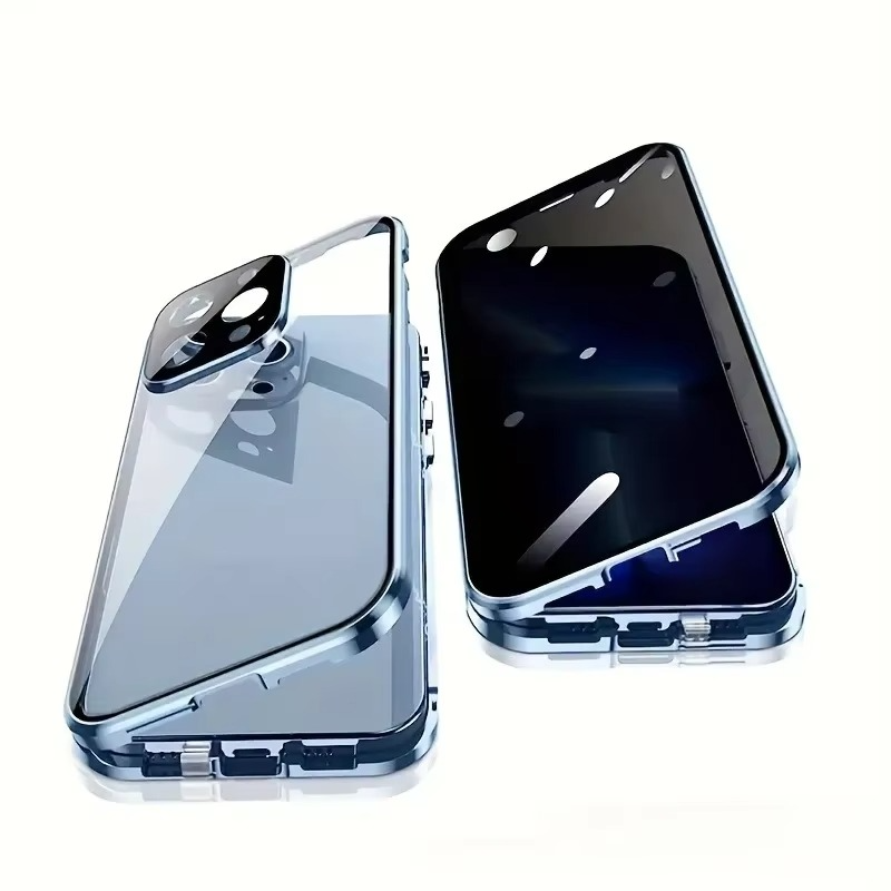 Luxury Apple iPhone Case, MagSafe Compatible, Camera Lens and Screen Protection, Ultra Thin, Shockproof, Magnetic, Full All Around Protection, Privacy Glass Snap Case