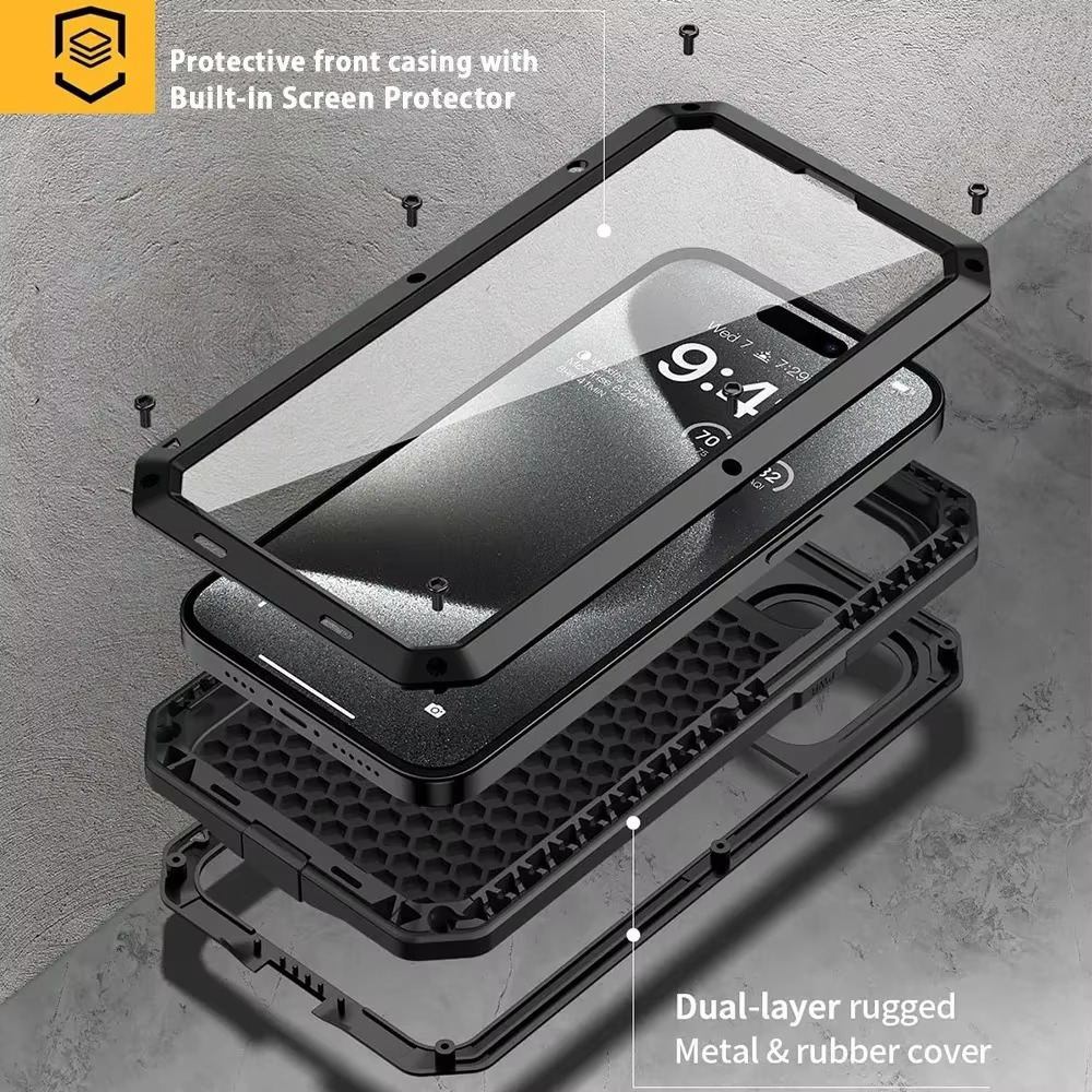 Premium Apple iPhone Case, MagSafe Compatible, Camera Lens and Screen Protection, Ultra Thin, Shockproof, Magnetic, Full All Around Protection, Full Metal Protective Case