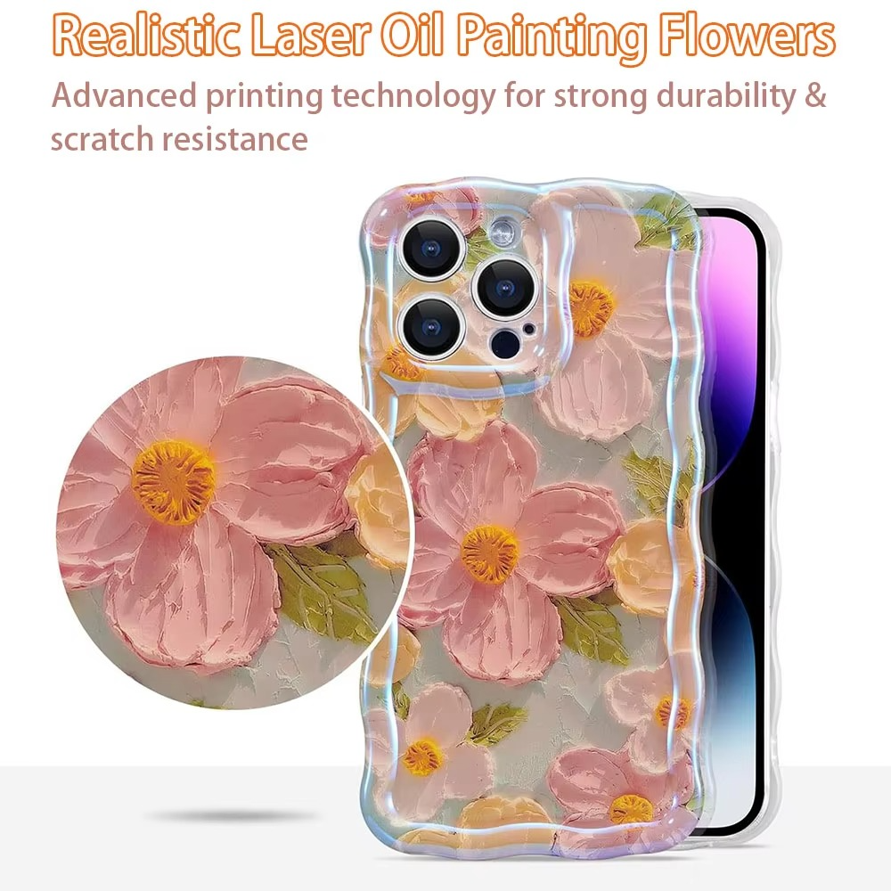 Premium Apple iPhone Case, MagSafe Compatible, Camera Lens and Screen Protection, Ultra Thin, Shockproof, Magnetic, Full All Around Protection, Laser Flower Bumper Case