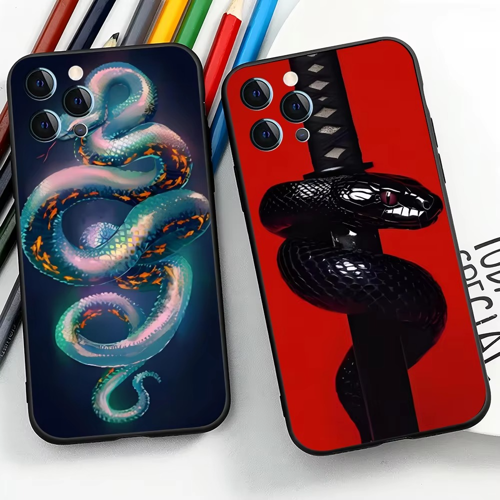 Luxury Apple iPhone Case, MagSafe Compatible, Camera Lens and Screen Protection, Ultra Thin, Shockproof, Magnetic, Full All Around Protection, Snake Pattern Soft Cover