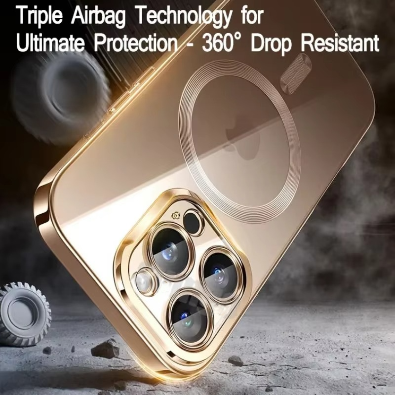 Luxury Desert Gold MagSafe iPhone Case - Magnetic Wireless Charging, Electroplated Bumper, Durable Cover | Case for iPhone