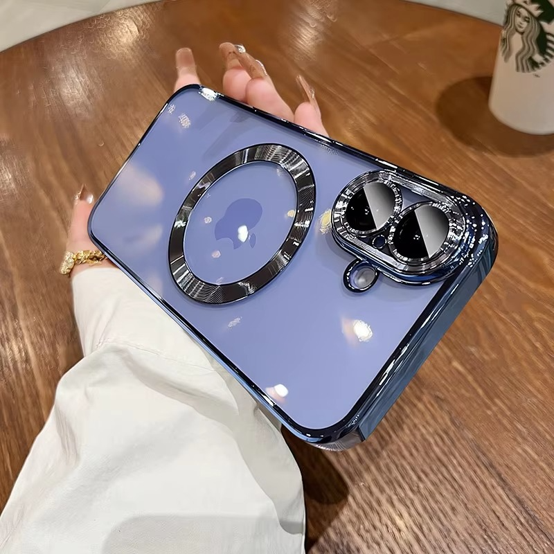 Luxury Electroplated MagSafe iPhone Case - Soft Clear Silicone TPU Cover, Wireless Charging Compatible, Case for iPhone