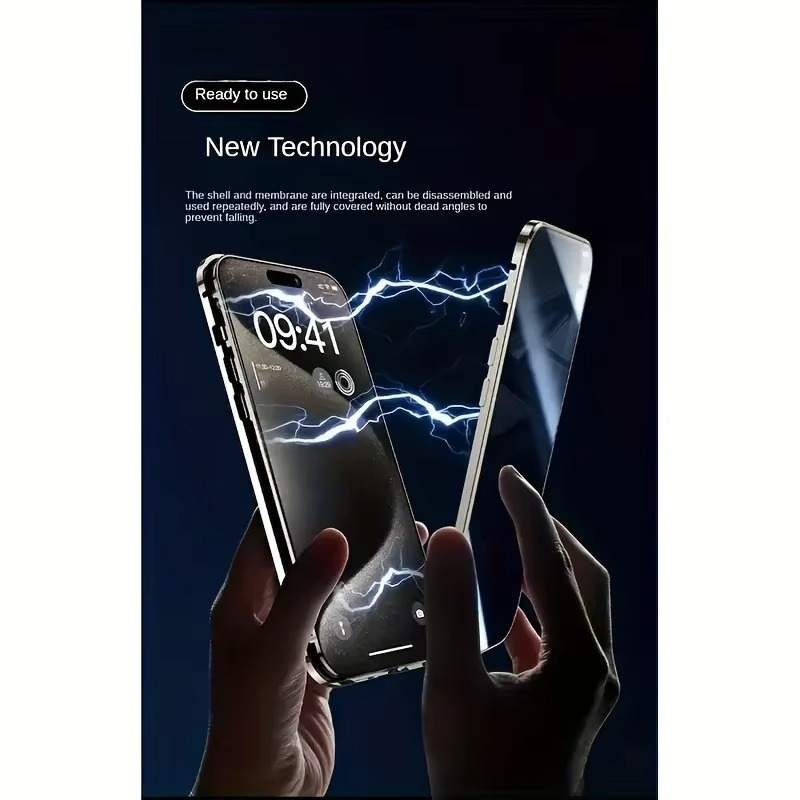 Luxury Apple iPhone Case, MagSafe Compatible, Camera Lens and Screen Protection, Ultra Thin, Shockproof, Magnetic, Full All Around Protection, Privacy Glass Snap Case