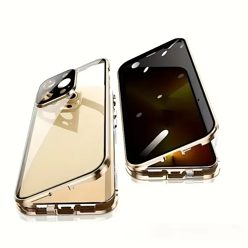 Luxury Apple iPhone Case, MagSafe Compatible, Camera Lens and Screen Protection, Ultra Thin, Shockproof, Magnetic, Full All Around Protection, Privacy Glass Snap Case
