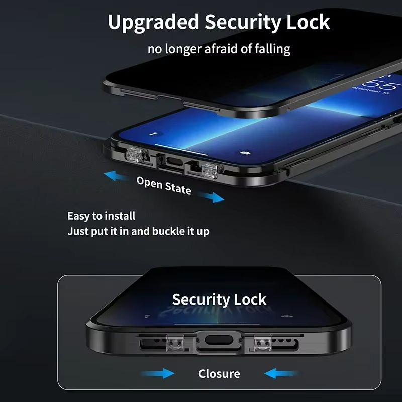 Premium Apple iPhone Case, MagSafe Compatible, Camera Lens and Screen Protection, Ultra Thin, Shockproof, Magnetic, Full All Around Protection, Double-Sided Privacy Cover