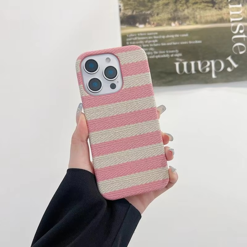 Premium Apple iPhone Case, MagSafe Compatible, Camera Lens and Screen Protection, Ultra Thin, Shockproof, Magnetic, Full All Around Protection, Canvas Stripe Fabric Cover