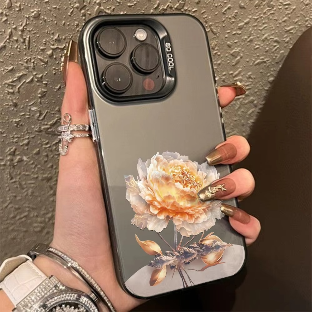 Luxury Apple iPhone Case, MagSafe Compatible, Camera Lens and Screen Protection, Ultra Thin, Shockproof, Magnetic, Full All Around Protection, Lotus Flower Plated Armor Cover