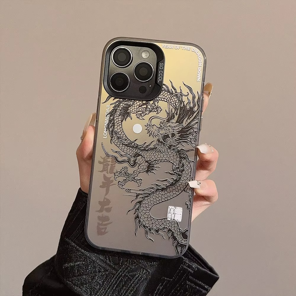 Luxury Apple iPhone Case, MagSafe Compatible, Camera Lens and Screen Protection, Ultra Thin, Shockproof, Magnetic, Full All Around Protection, Dragon Totem Armor Cover