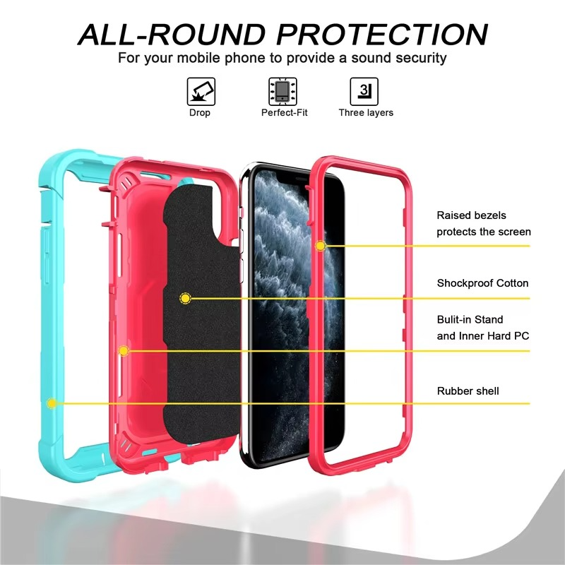 Robust Apple iPhone Case, MagSafe Compatible, Camera Lens and Screen Protection, Ultra Thin, Shockproof, Magnetic, Full All Around Protection, 360 Armor Kickstand Cover