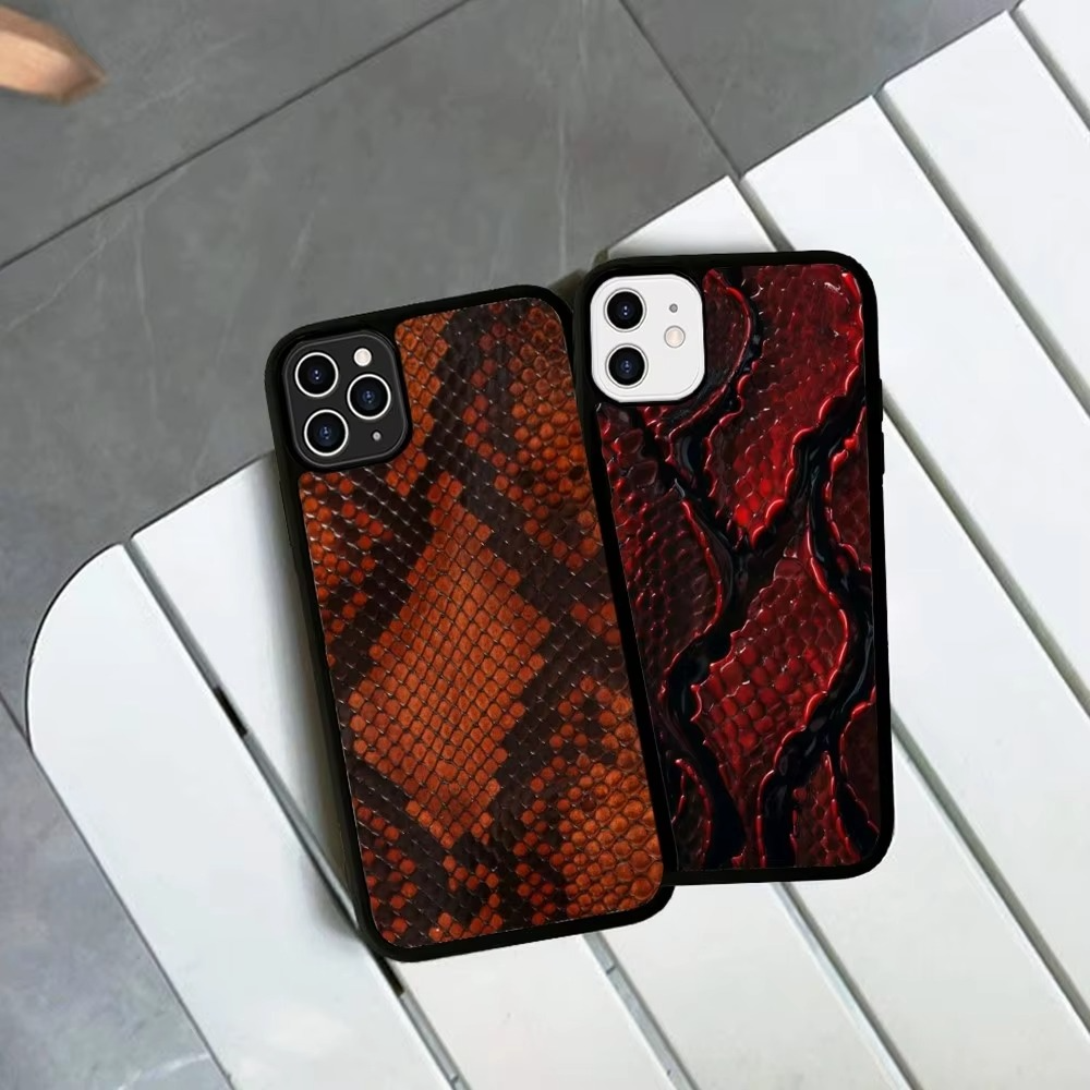 Luxury Apple iPhone Case, MagSafe Compatible, Camera Lens and Screen Protection, Ultra Thin, Shockproof, Magnetic, Full All Around Protection, Snake Skin Texture Cover