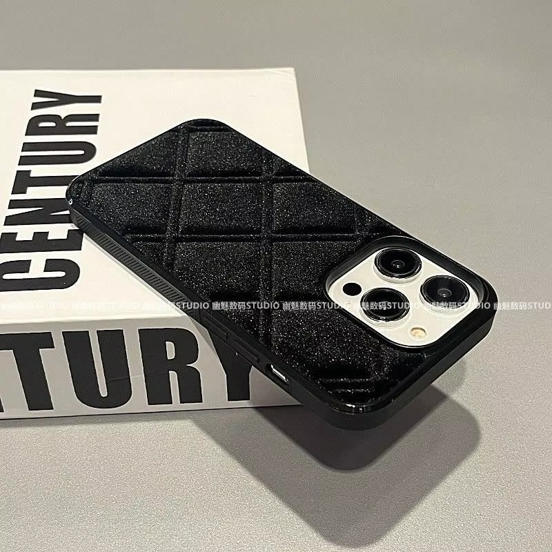 Luxury Apple iPhone Case, MagSafe Compatible, Camera Lens and Screen Protection, Ultra Thin, Shockproof, Magnetic, Full All Around Protection, Plaid Velvet Fabric Cover