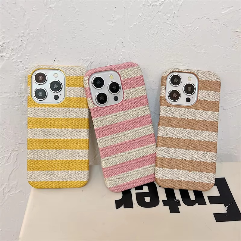 Premium Apple iPhone Case, MagSafe Compatible, Camera Lens and Screen Protection, Ultra Thin, Shockproof, Magnetic, Full All Around Protection, Canvas Stripe Fabric Cover