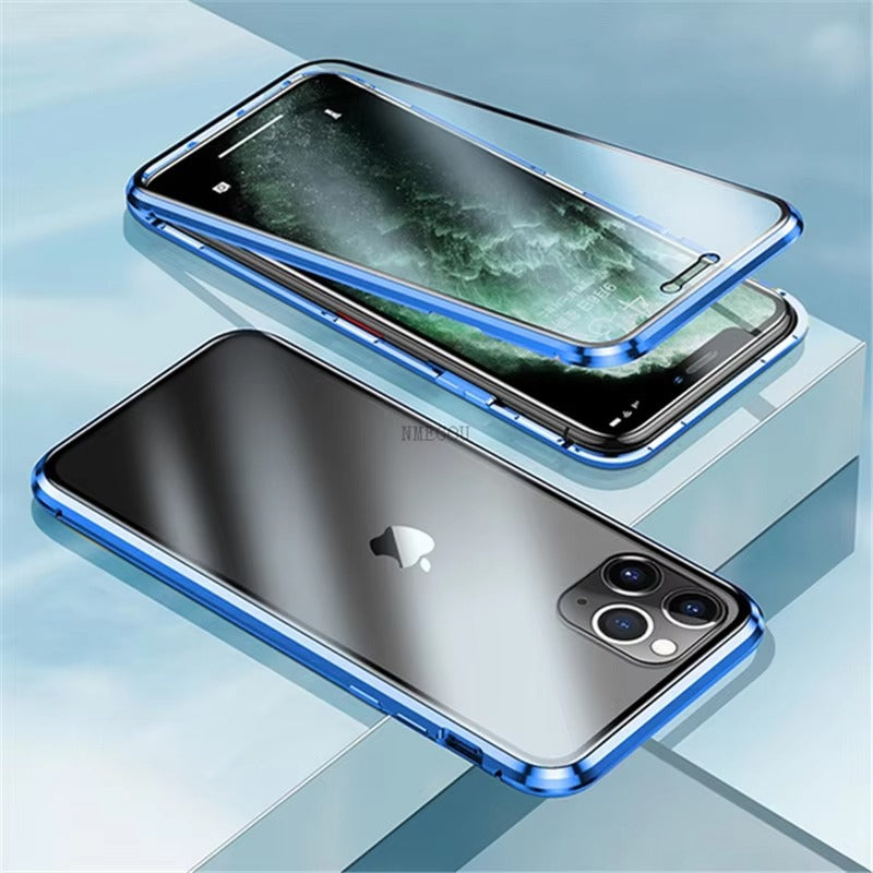 Robust Apple iPhone Case, MagSafe Compatible, Camera Lens and Screen Protection, Ultra Thin, Shockproof, Magnetic, Full All Around Protection, 360 Metal Glass Magnet Cover