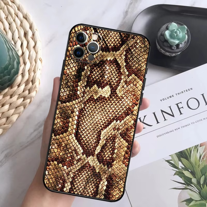 Luxury Apple iPhone Case, MagSafe Compatible, Camera Lens and Screen Protection, Ultra Thin, Shockproof, Magnetic, Full All Around Protection, Snake Skin Soft Cover
