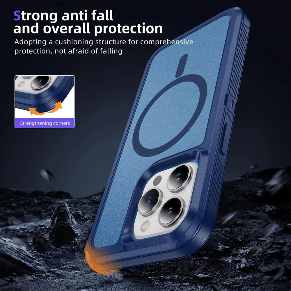 Premium Apple iPhone Case, MagSafe Compatible, Camera Lens and Screen Protection, Ultra Thin, Shockproof, Magnetic, Full All Around Protection, Heavy Duty Stand Cover