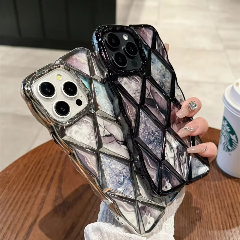 Luxury Apple iPhone Case, MagSafe Compatible, Camera Lens and Screen Protection, Ultra Thin, Shockproof, Magnetic, Full All Around Protection, Diamond Grid Soft Cover