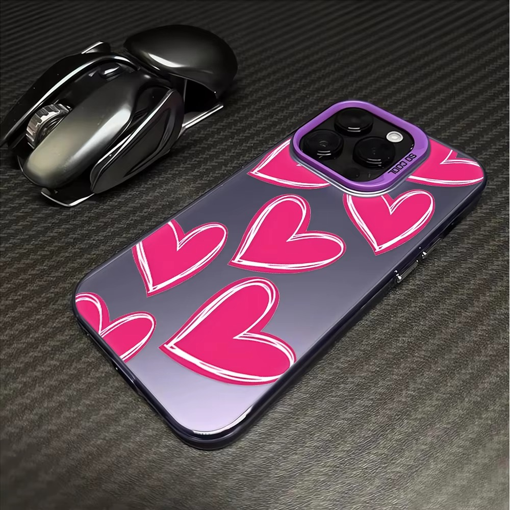 Luxury Apple iPhone Case, MagSafe Compatible, Camera Lens and Screen Protection, Ultra Thin, Shockproof, Magnetic, Full All Around Protection, Electroplate Heart Silver Cover