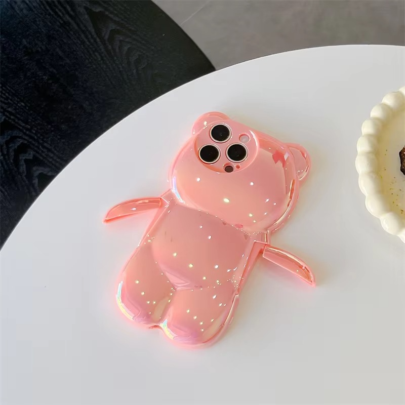 Luxury Apple iPhone Case, MagSafe Compatible, Camera Lens and Screen Protection, Ultra Thin, Shockproof, Magnetic, Full All Around Protection, 3D Bear Gradient Cartoon Cover