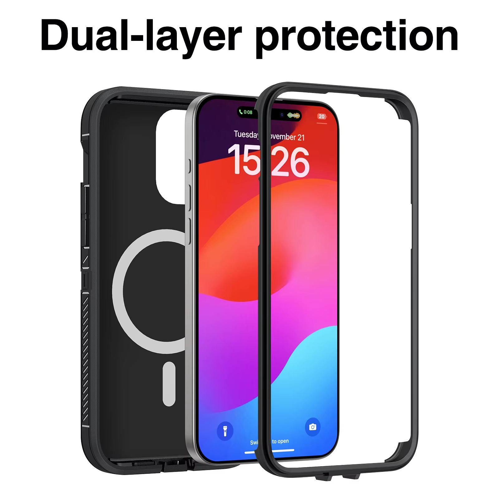 Premium Apple iPhone Case, MagSafe Compatible, Camera Lens and Screen Protection, Ultra Thin, Shockproof, Magnetic, Full All Around Protection, Heavy Duty Stand Cover