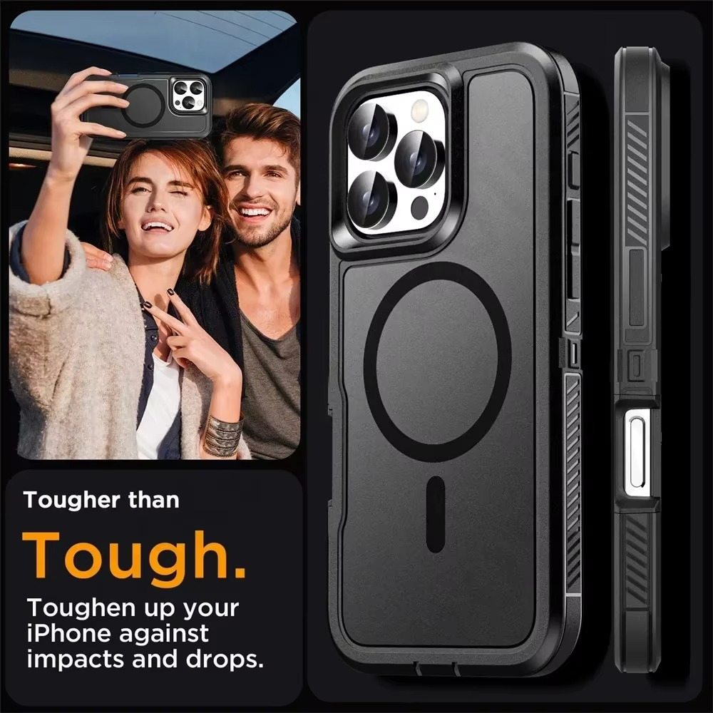 Premium Apple iPhone Case, MagSafe Compatible, Camera Lens and Screen Protection, Ultra Thin, Shockproof, Magnetic, Full All Around Protection, Heavy Duty Stand Cover