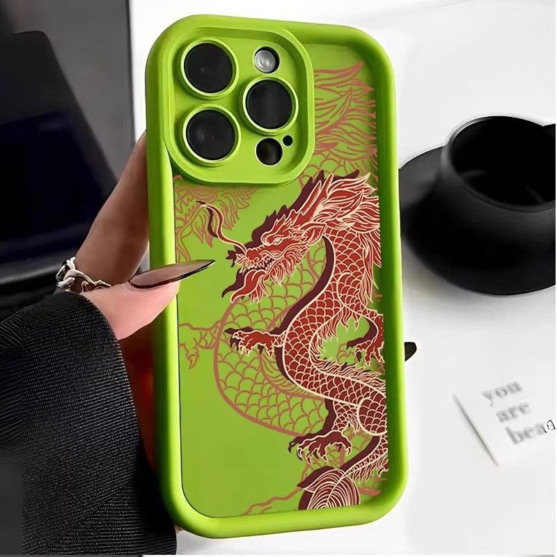 Luxury Apple iPhone Case, MagSafe Compatible, Camera Lens and Screen Protection, Ultra Thin, Shockproof, Magnetic, Full All Around Protection, Eastern Dragon Silicone Cover