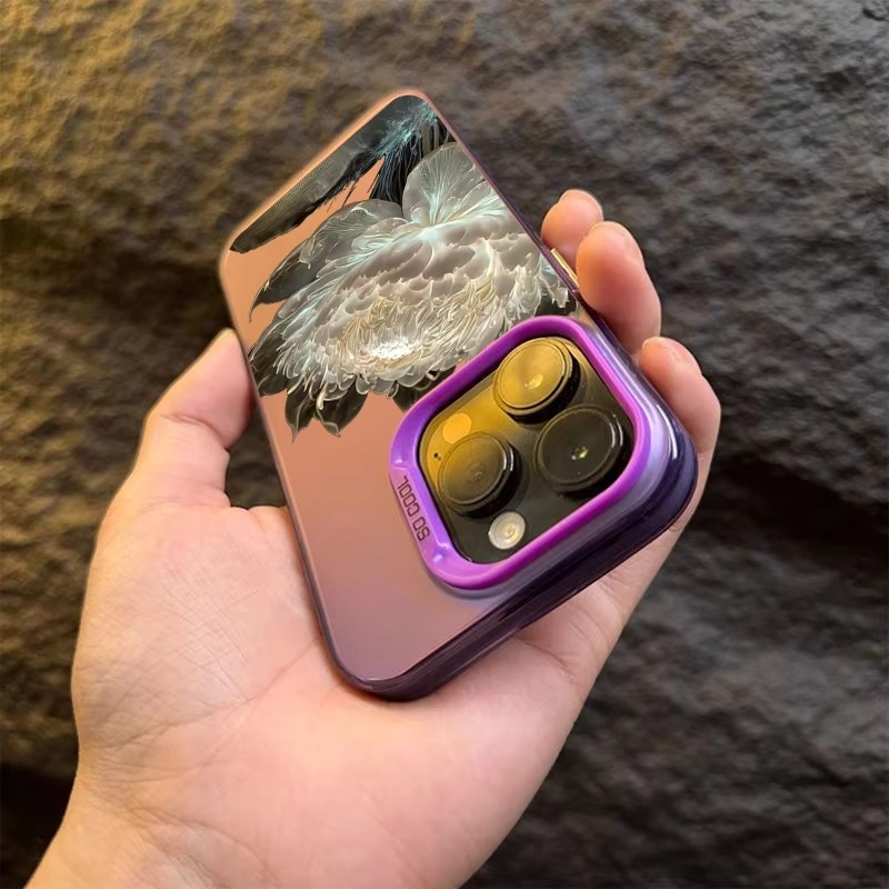 Luxury Apple iPhone Case, MagSafe Compatible, Camera Lens and Screen Protection, Ultra Thin, Shockproof, Magnetic, Full All Around Protection, Lotus Flower Plated Armor Cover