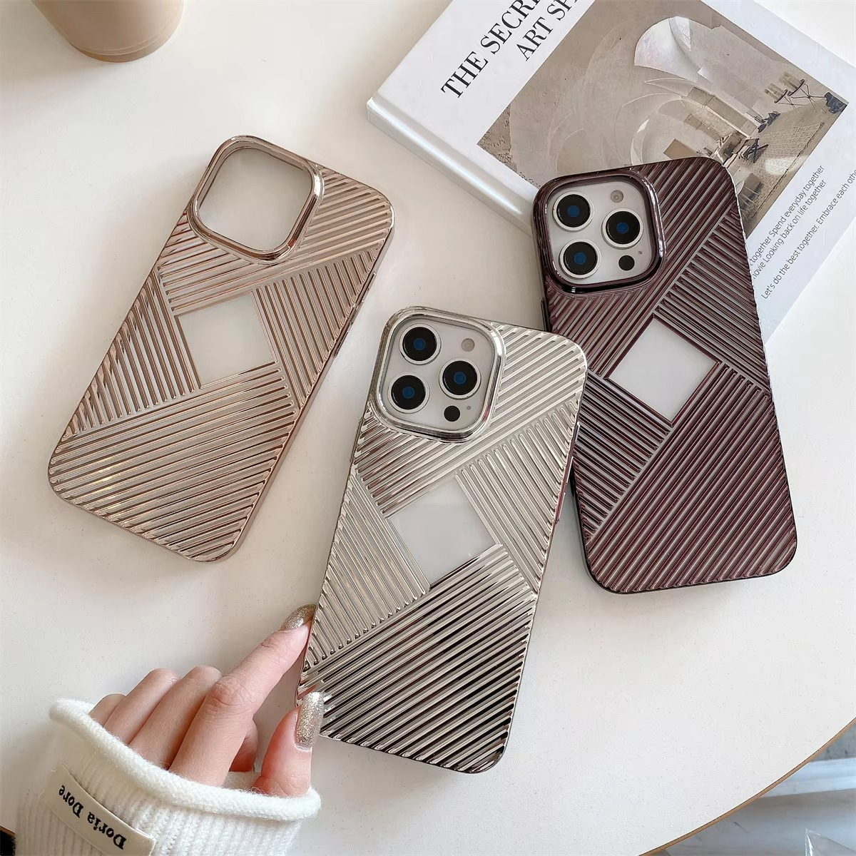 Luxury Apple iPhone Case, MagSafe Compatible, Camera Lens and Screen Protection, Ultra Thin, Shockproof, Magnetic, Full All Around Protection, Geometric Clear Bumper Cover