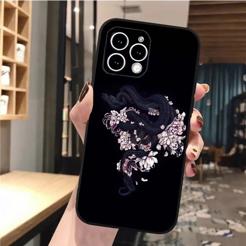 Luxury Apple iPhone Case, MagSafe Compatible, Camera Lens and Screen Protection, Ultra Thin, Shockproof, Magnetic, Full All Around Protection, Snake Pattern Soft Cover