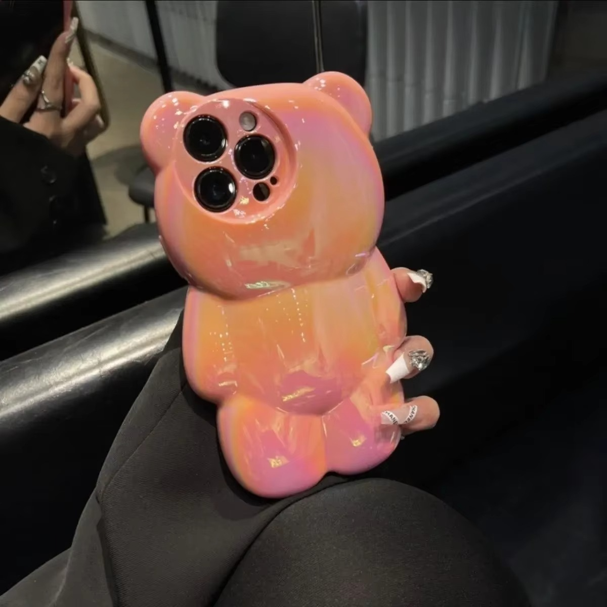 Luxury Apple iPhone Case, MagSafe Compatible, Camera Lens and Screen Protection, Ultra Thin, Shockproof, Magnetic, Full All Around Protection, 3D Bear Gradient Cartoon Cover