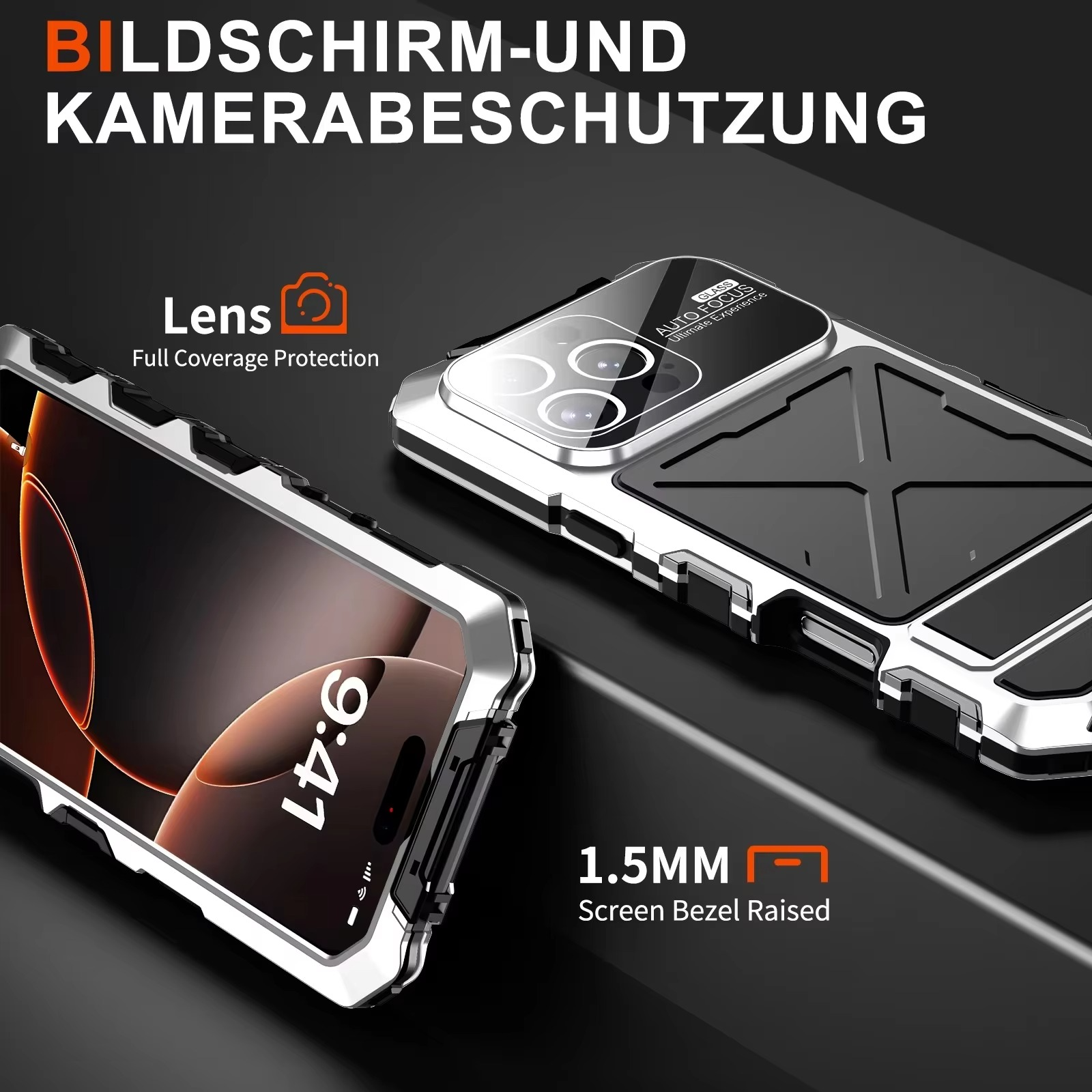 Robust Apple iPhone Case, MagSafe Compatible, Camera Lens and Screen Protection, Ultra Thin, Shockproof, Magnetic, Full All Around Protection, 360 Metal Lock Glass Cover