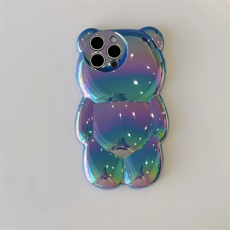Luxury Apple iPhone Case, MagSafe Compatible, Camera Lens and Screen Protection, Ultra Thin, Shockproof, Magnetic, Full All Around Protection, 3D Bear Gradient Cartoon Cover