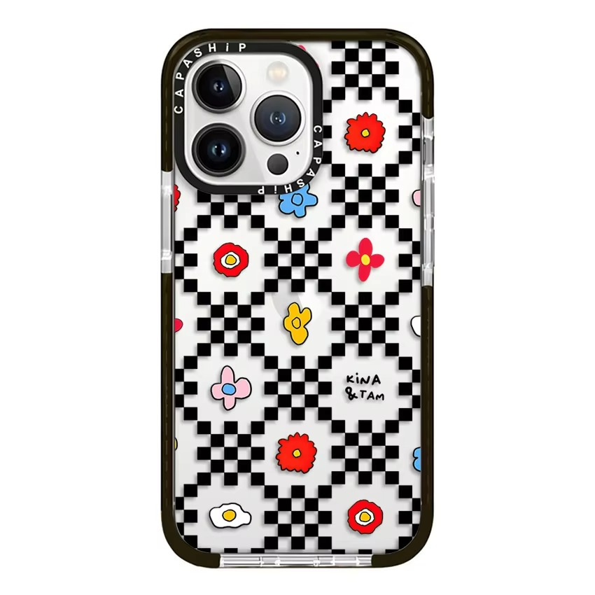 Premium Apple iPhone Case, MagSafe Compatible, Camera Lens and Screen Protection, Ultra Thin, Shockproof, Magnetic, Full All Around Protection, Chessboard Floral Soft Cover
