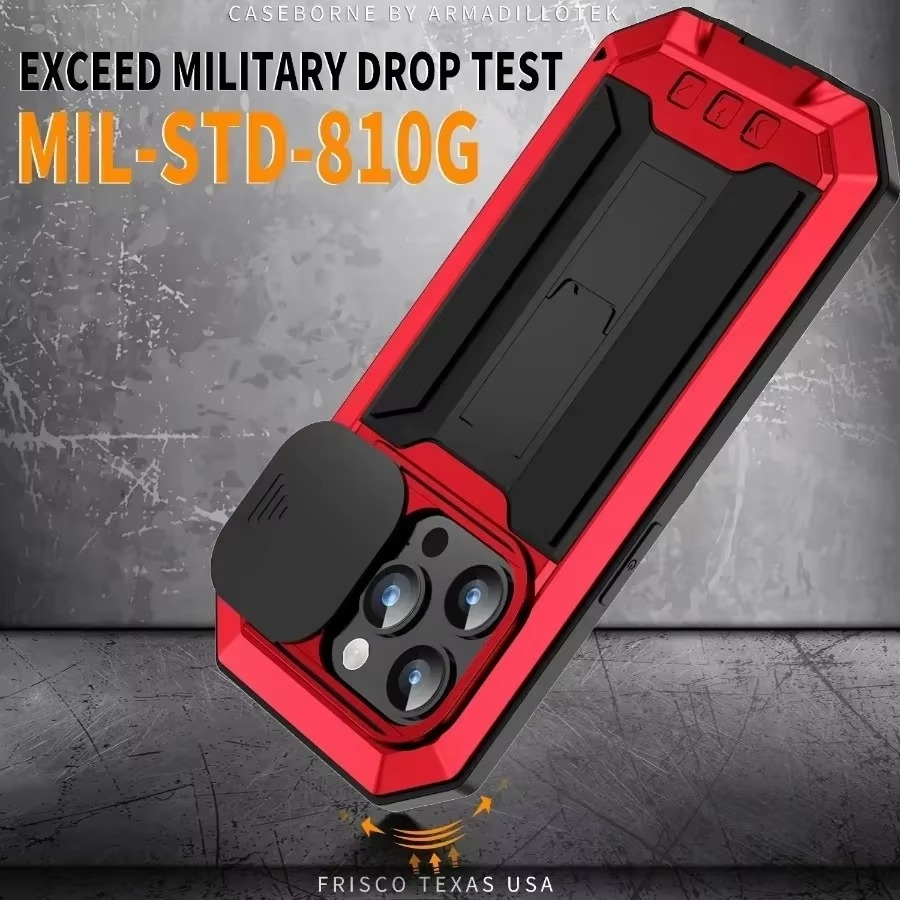 Robust Apple iPhone Case, MagSafe Compatible, Camera Lens and Screen Protection, Ultra Thin, Shockproof, Magnetic, Full All Around Protection, Metal 360 Glass Slide Cover