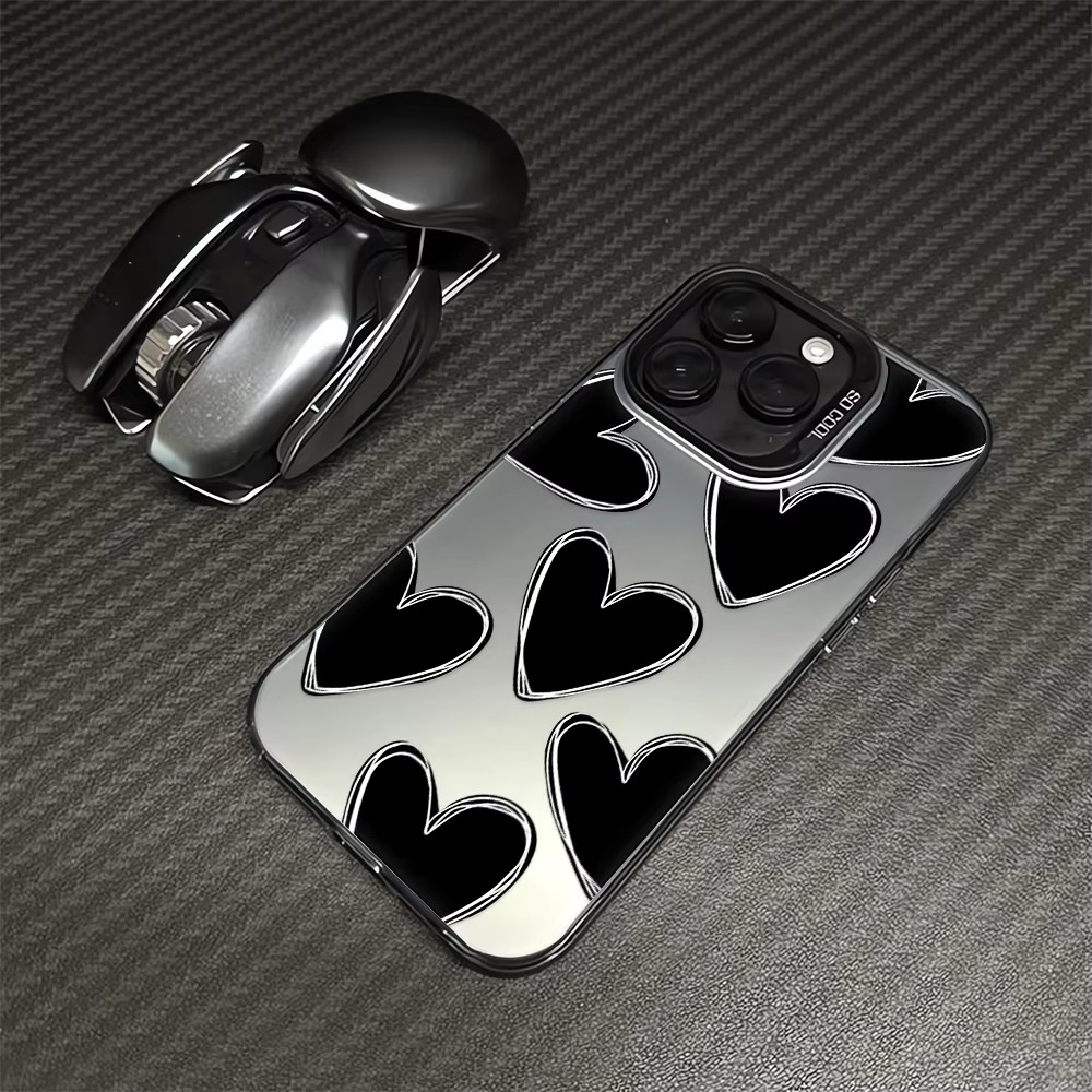 Luxury Apple iPhone Case, MagSafe Compatible, Camera Lens and Screen Protection, Ultra Thin, Shockproof, Magnetic, Full All Around Protection, Electroplate Heart Silver Cover