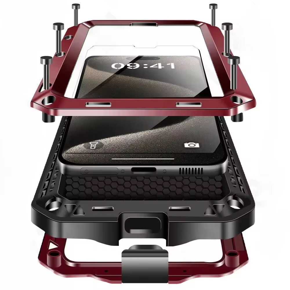 Robust Apple iPhone Case, MagSafe Compatible, Camera Lens and Screen Protection, Ultra Thin, Shockproof, Magnetic, Full All Around Protection, Aluminum Armor Tank Cover