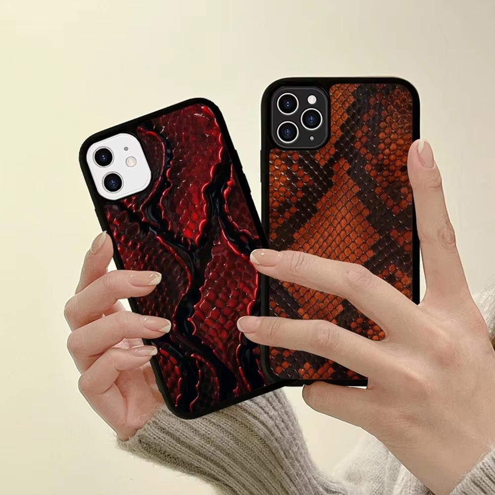 Luxury Apple iPhone Case, MagSafe Compatible, Camera Lens and Screen Protection, Ultra Thin, Shockproof, Magnetic, Full All Around Protection, Snake Skin Texture Cover