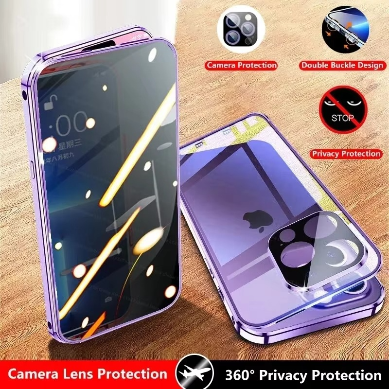 Premium Apple iPhone Case, MagSafe Compatible, Camera Lens and Screen Protection, Ultra Thin, Shockproof, Magnetic, Full All Around Protection, Double-Sided Privacy Cover