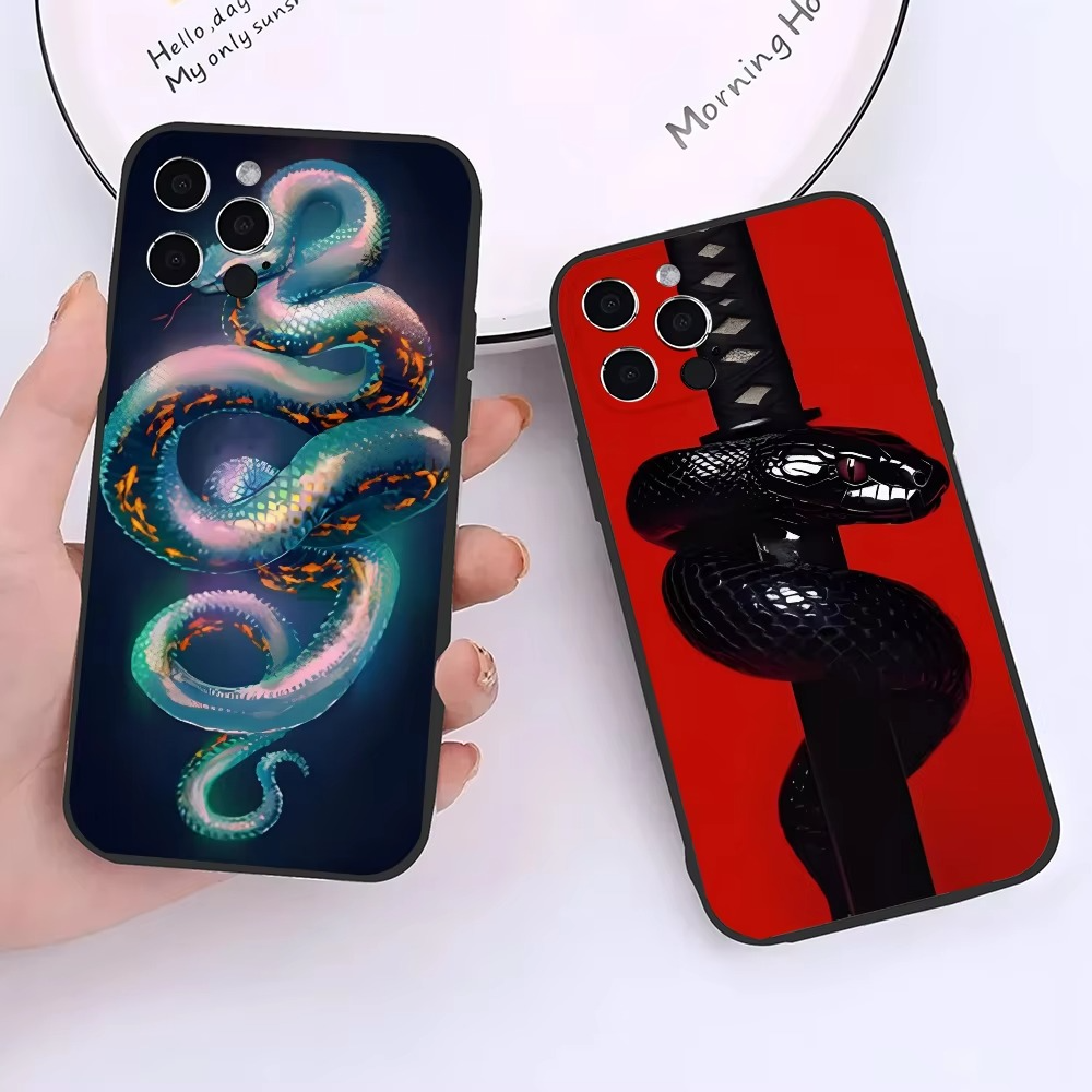 Luxury Apple iPhone Case, MagSafe Compatible, Camera Lens and Screen Protection, Ultra Thin, Shockproof, Magnetic, Full All Around Protection, Snake Pattern Soft Cover