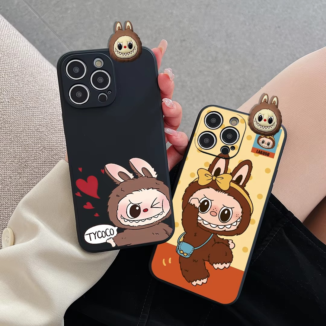 Luxury Apple iPhone Case, MagSafe Compatible, Camera Lens and Screen Protection, Ultra Thin, Shockproof, Magnetic, Full All Around Protection, Wink Labubu Rope Cover