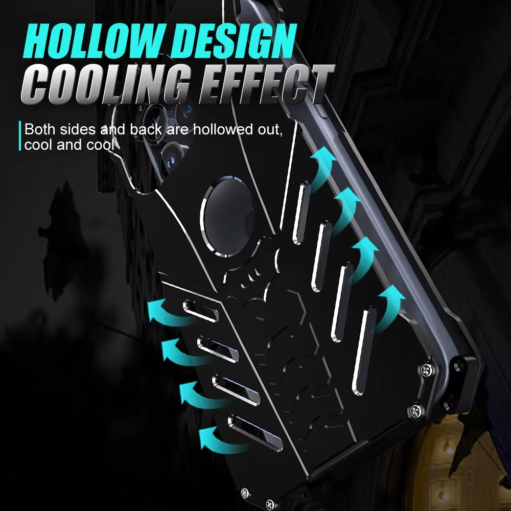 Robust Apple iPhone Case, MagSafe Compatible, Camera Lens and Screen Protection, Ultra Thin, Shockproof, Magnetic, Full All Around Protection, Bat Metal Armor Frame Cover