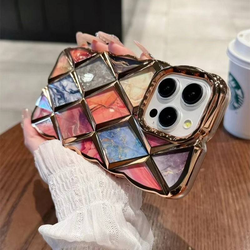 Luxury Apple iPhone Case, MagSafe Compatible, Camera Lens and Screen Protection, Ultra Thin, Shockproof, Magnetic, Full All Around Protection, Diamond Grid Soft Cover