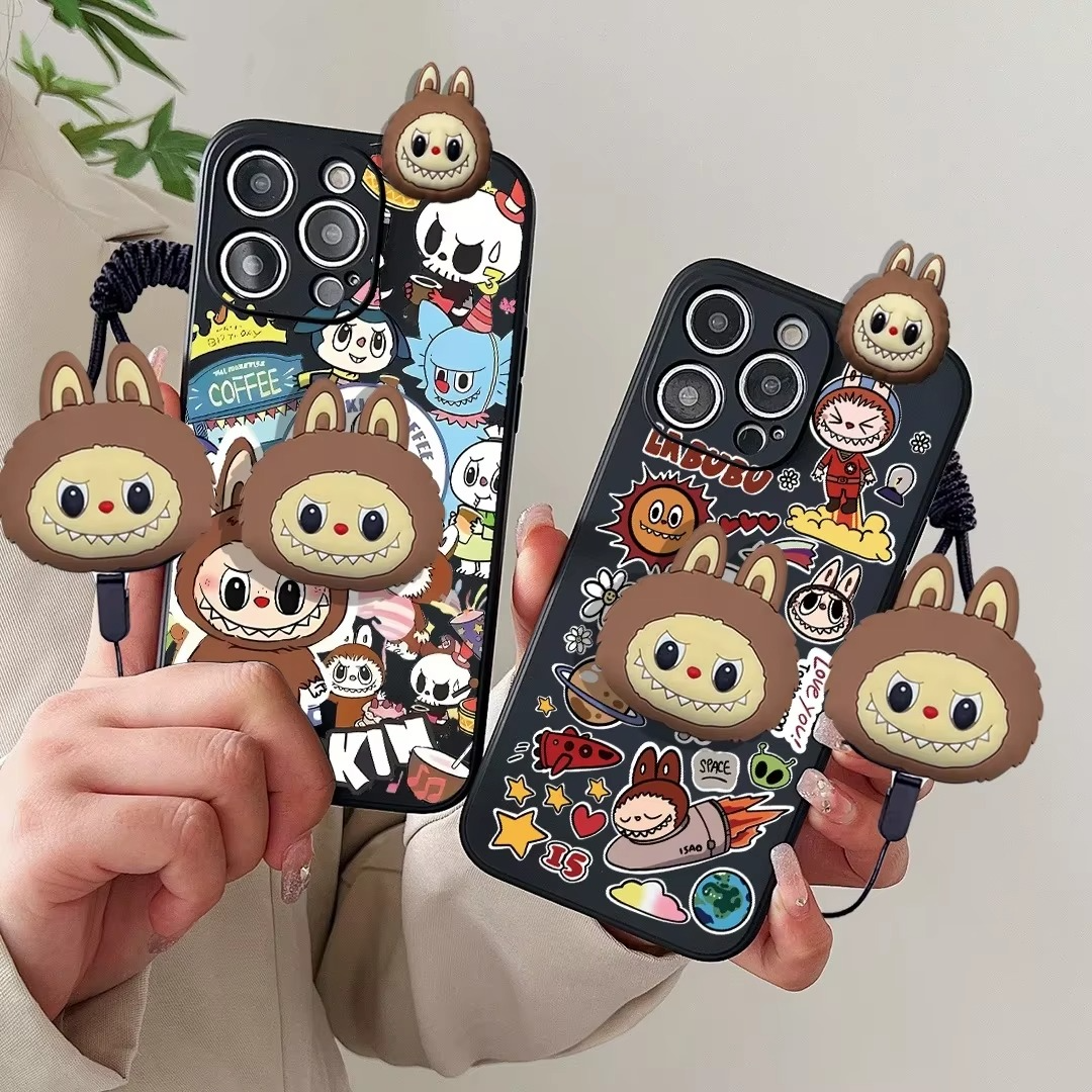 Luxury Apple iPhone Case, MagSafe Compatible, Camera Lens and Screen Protection, Ultra Thin, Shockproof, Magnetic, Full All Around Protection, Wink Labubu Rope Cover