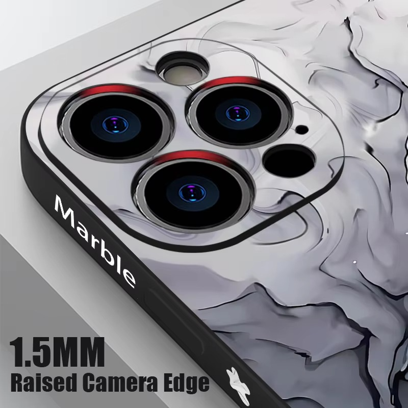 Luxury Apple iPhone Case, MagSafe Compatible, Camera Lens and Screen Protection, Ultra Thin, Shockproof, Magnetic, Full All Around Protection, Marble Silicone Lanyard Cover