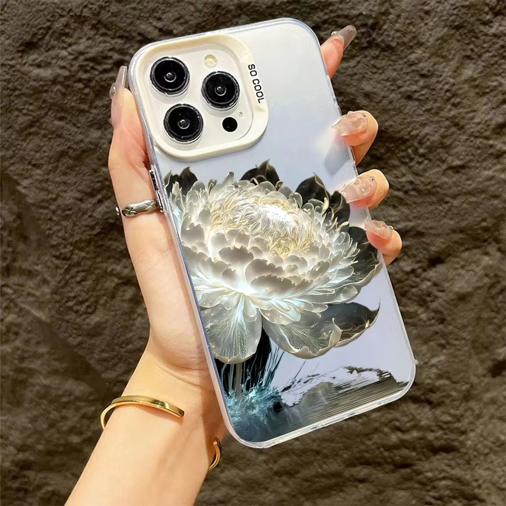 Luxury Apple iPhone Case, MagSafe Compatible, Camera Lens and Screen Protection, Ultra Thin, Shockproof, Magnetic, Full All Around Protection, Lotus Flower Plated Armor Cover