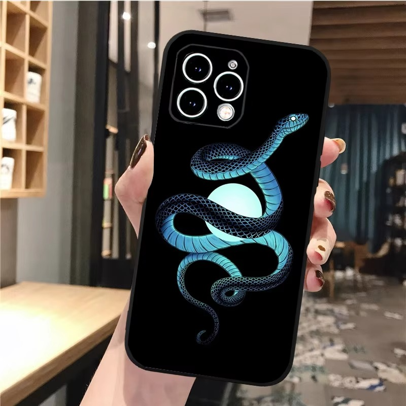 Luxury Apple iPhone Case, MagSafe Compatible, Camera Lens and Screen Protection, Ultra Thin, Shockproof, Magnetic, Full All Around Protection, Snake Pattern Soft Cover