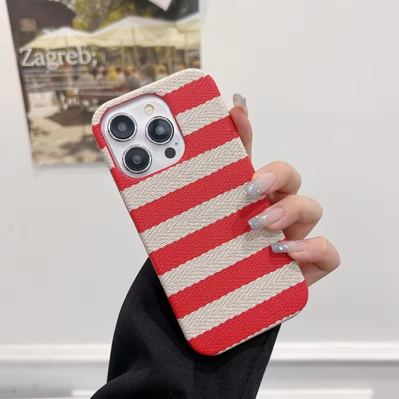 Premium Apple iPhone Case, MagSafe Compatible, Camera Lens and Screen Protection, Ultra Thin, Shockproof, Magnetic, Full All Around Protection, Canvas Stripe Fabric Cover