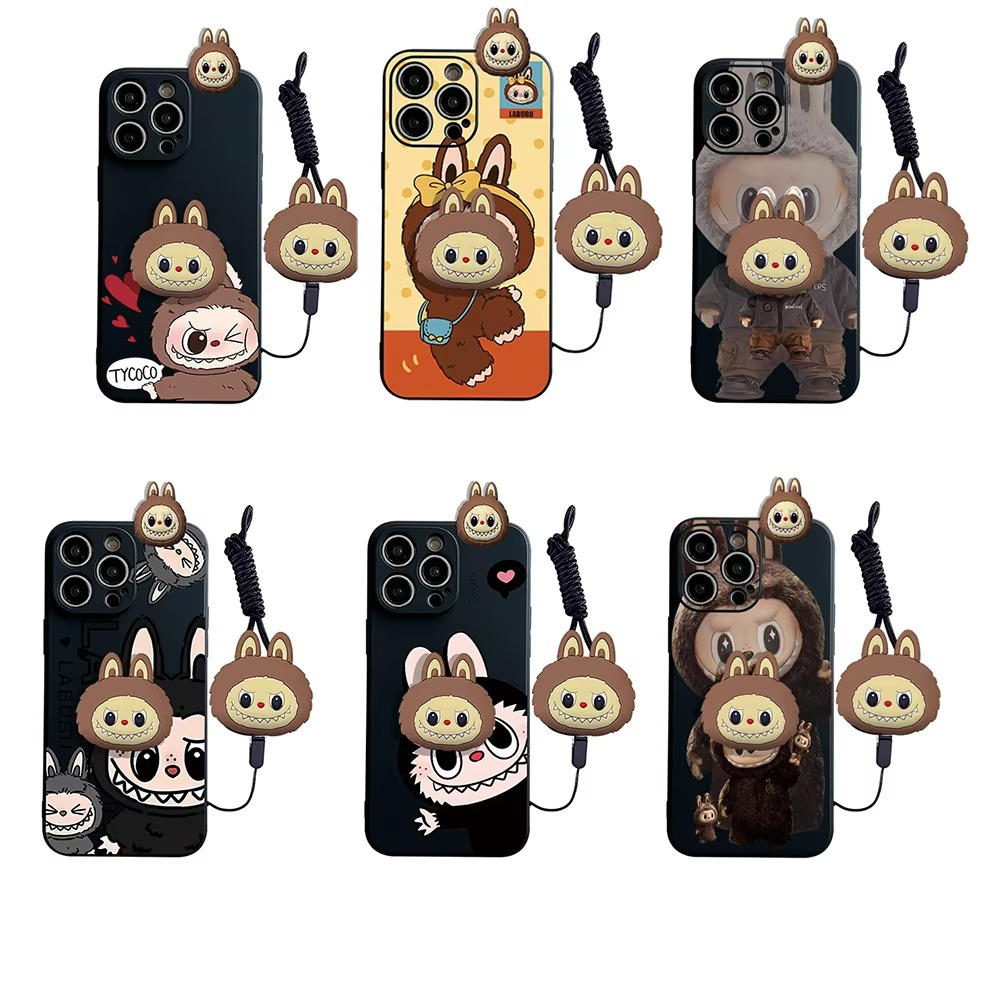 Luxury Apple iPhone Case, MagSafe Compatible, Camera Lens and Screen Protection, Ultra Thin, Shockproof, Magnetic, Full All Around Protection, Wink Labubu Rope Cover