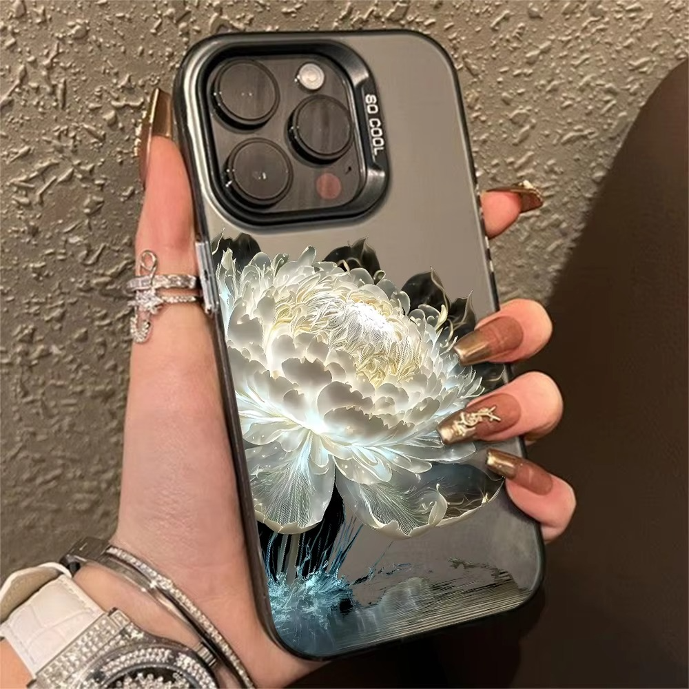 Luxury Apple iPhone Case, MagSafe Compatible, Camera Lens and Screen Protection, Ultra Thin, Shockproof, Magnetic, Full All Around Protection, Lotus Flower Plated Armor Cover