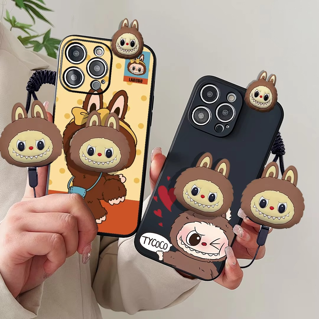 Luxury Apple iPhone Case, MagSafe Compatible, Camera Lens and Screen Protection, Ultra Thin, Shockproof, Magnetic, Full All Around Protection, Wink Labubu Rope Cover