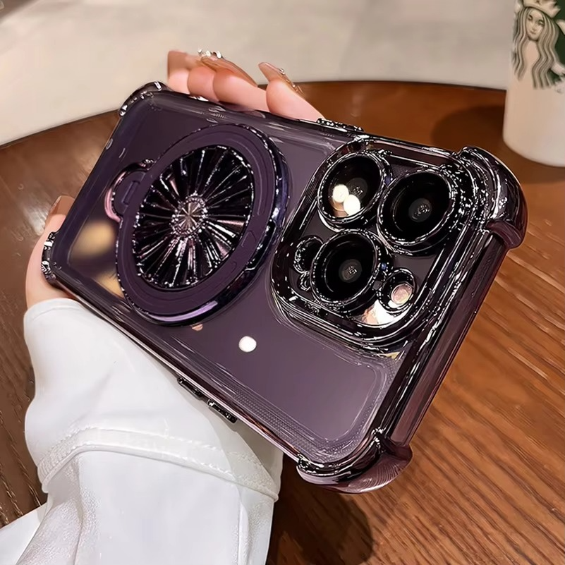 MagSafe iPhone Case with Rotating Gyro Bracket - Airbag Plating,  Design, Wireless Charging Compatible | Case for iPhone